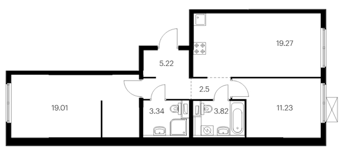 2-комнатная квартира 64.39 м², 7/12 эт., ЖК «Таллинский парк»